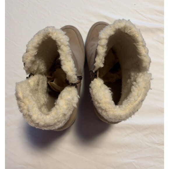 Unisa Wedge Tan Suede Ankle Winter Boots Women 8.5M Sherpa Lined Boho NEW - Picture 8 of 14